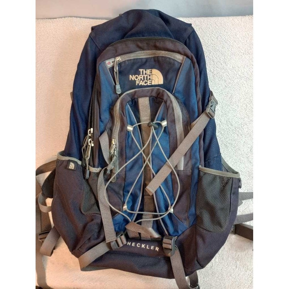 The North Face Heckler Backpack Hiking Outdoor Blue Gray Padded Straps